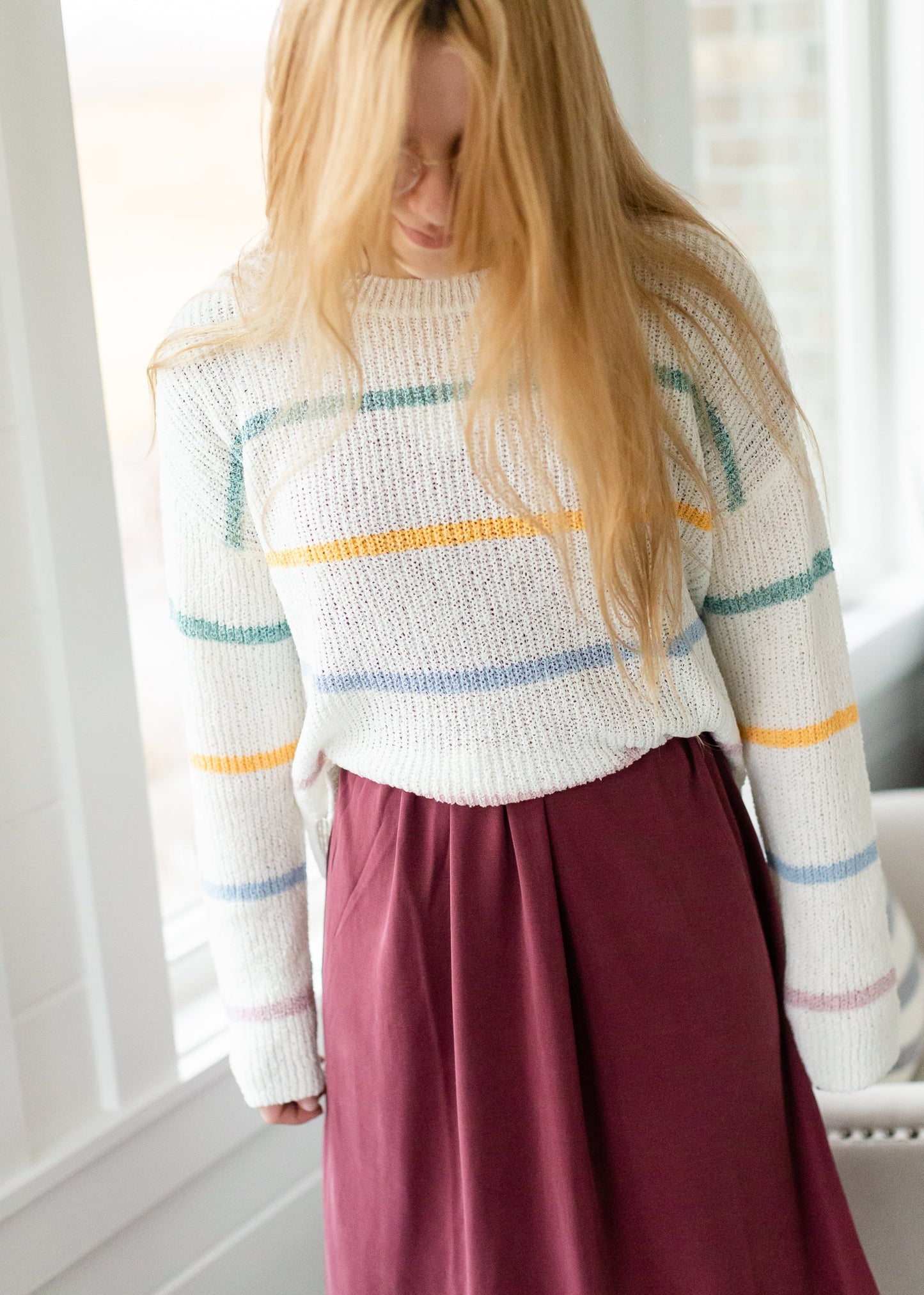 Macaron Striped Knit Sweater - FINAL SALE Tops