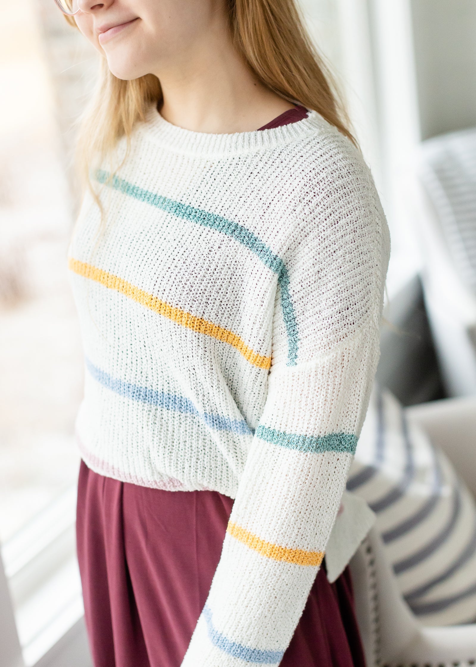 Macaron Striped Knit Sweater - FINAL SALE Tops