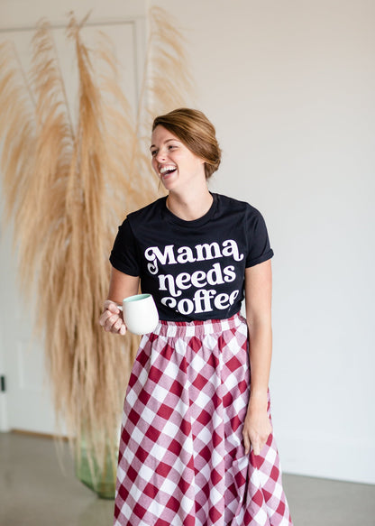 Mama Needs Coffee Graphic Tee Tops Fox and Owl