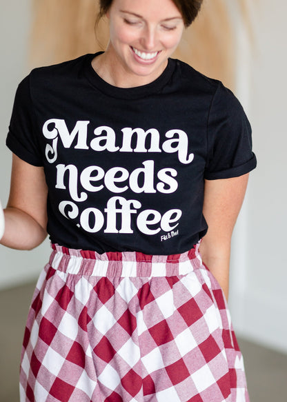 Mama Needs Coffee Graphic Tee Tops Fox and Owl