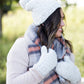 gray fleece lined mango yard hat and mittens