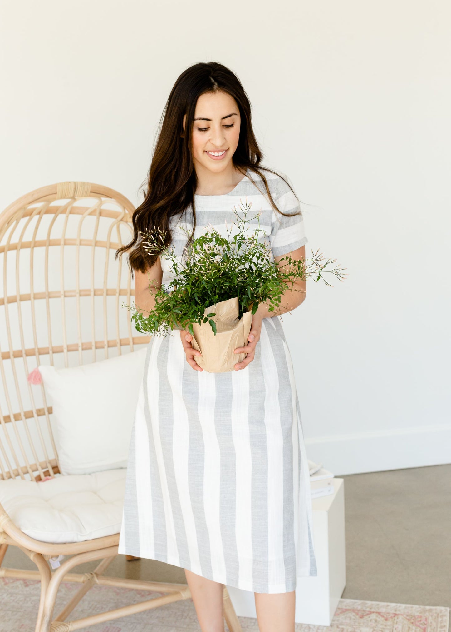 Marian Linen Striped Midi Dress - FINAL SALE Dresses