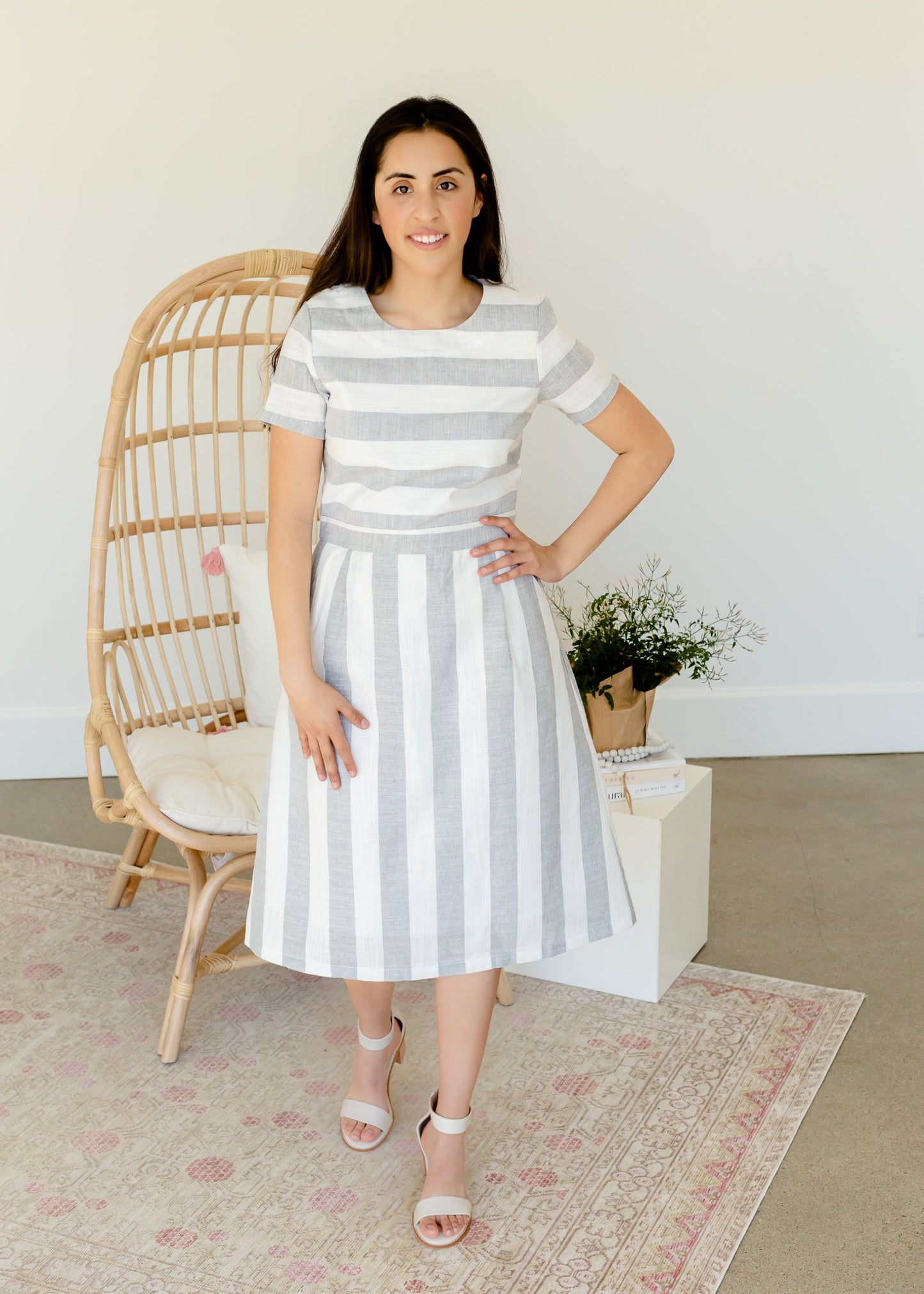 Marian Linen Striped Midi Dress - FINAL SALE Dresses