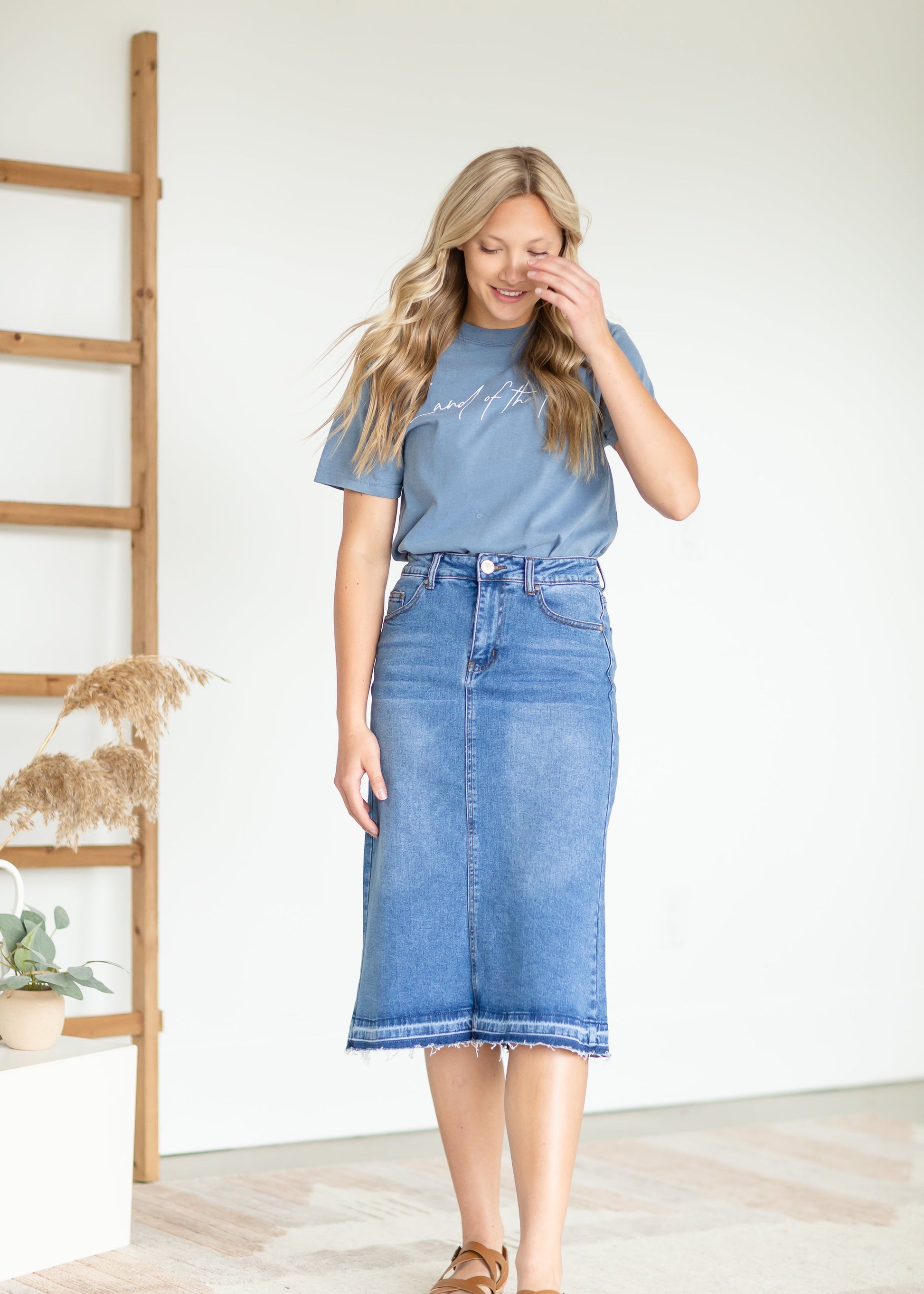 Marley A-line Midi Denim Skirt Skirts