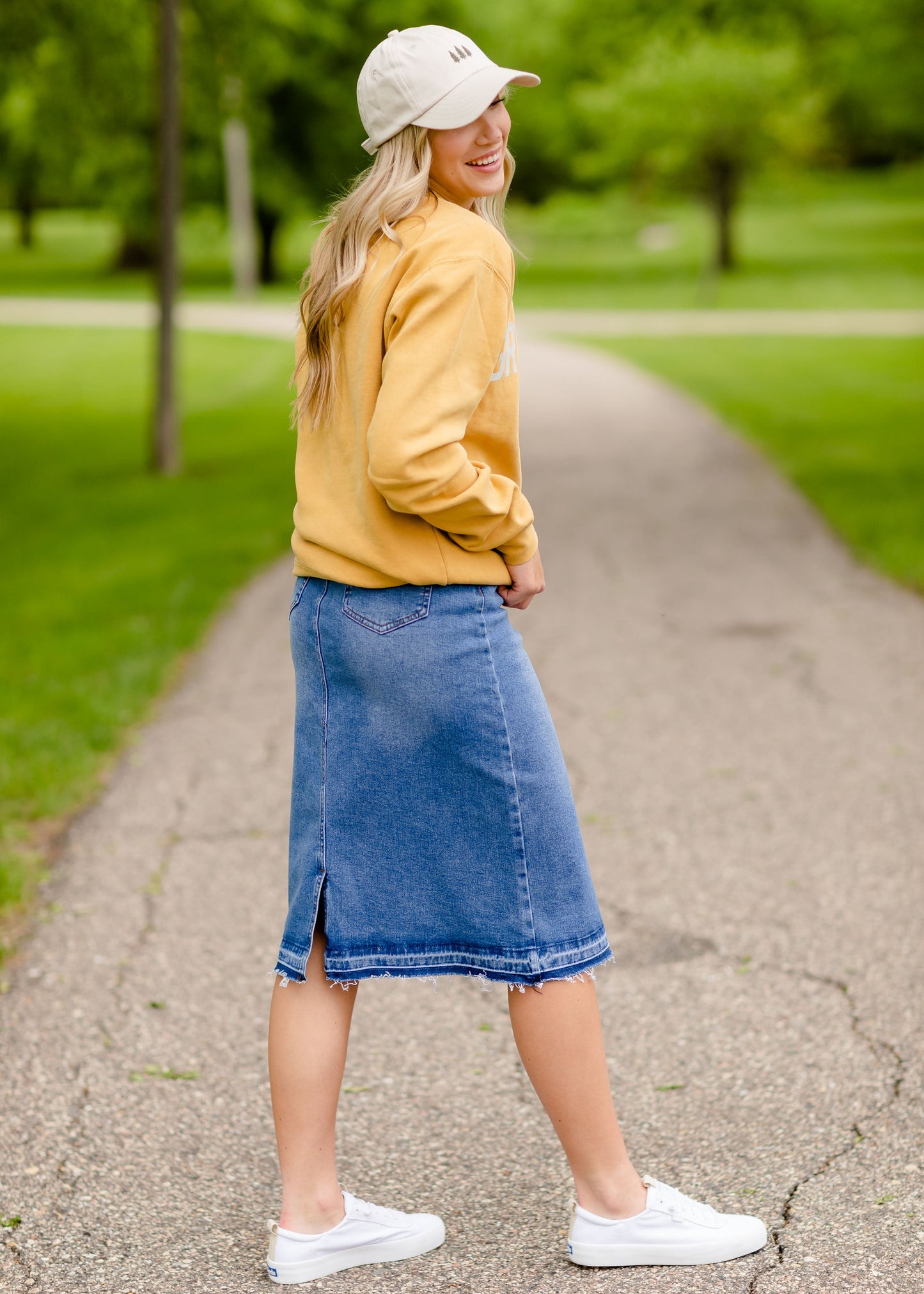 Marley A-line Midi Denim Skirt Skirts
