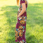 Maroon Floral Fit and Flare Maxi Dress Dresses