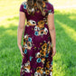 Maroon Floral Fit and Flare Maxi Dress Dresses
