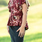 Maroon Floral Peplum Top Tops