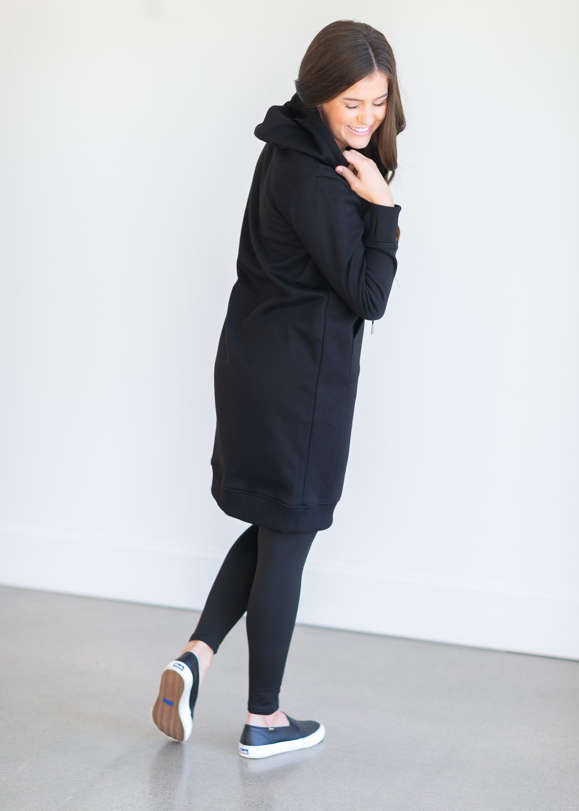 Marti Black Sweatshirt Midi Dress Dresses