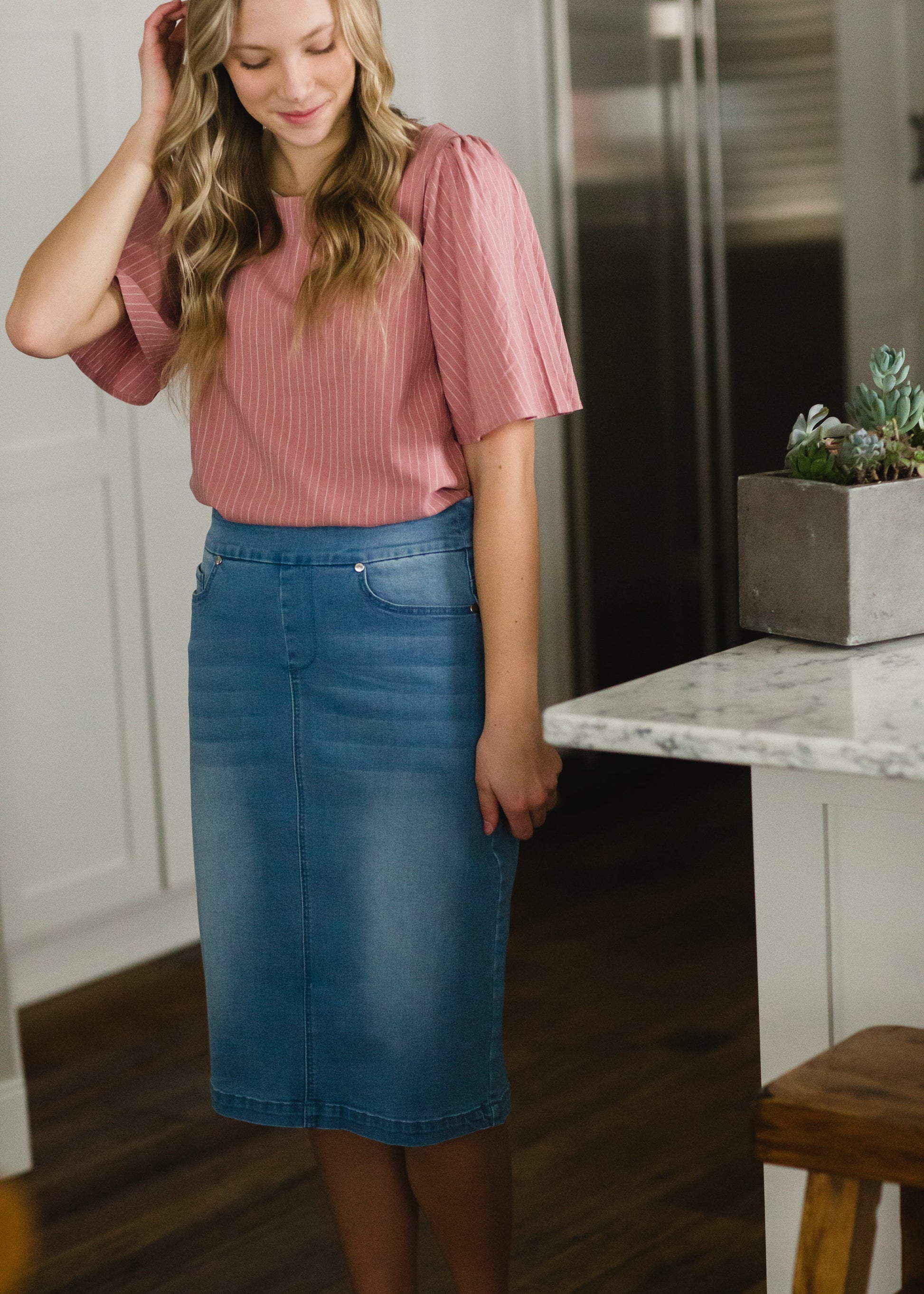 Mauve Bell Sleeve Striped Top - FINAL SALE Tops