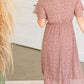 Mauve Button Front Floral Midi Dress - FINAL SALE Dresses