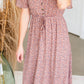 Mauve Button Front Floral Midi Dress - FINAL SALE Dresses