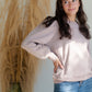 Mauve Crew Neck Puff Sleeve Sweatshirt Tops Mod Ref