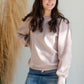 Mauve Crew Neck Puff Sleeve Sweatshirt Tops Mod Ref