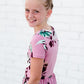 Girls mauve maxi dress with teal floral accents 