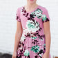 Girls mauve maxi dress with teal floral accents 