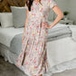 Mauve Floral Tiered Midi Dress Dresses