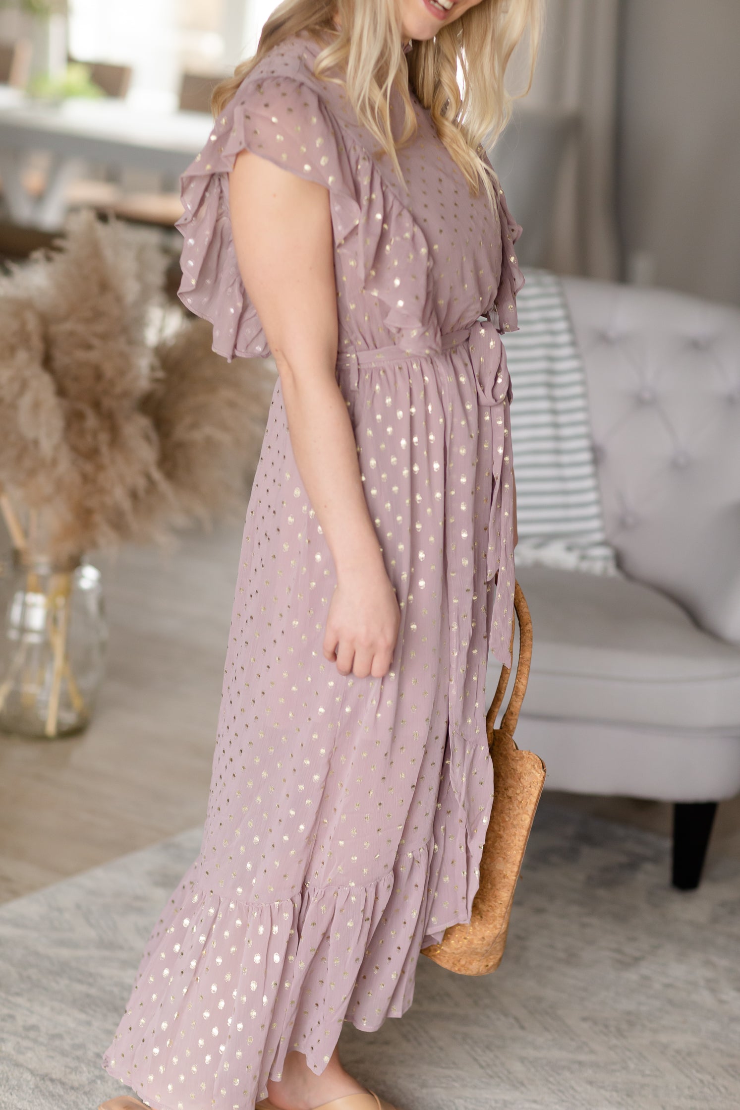 Mauve Foil Chiffon Maxi Dress - FINAL SALE Dresses