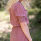 Mauve Gauze Puff Sleeve Maxi Dress Dresses Hem & Thread