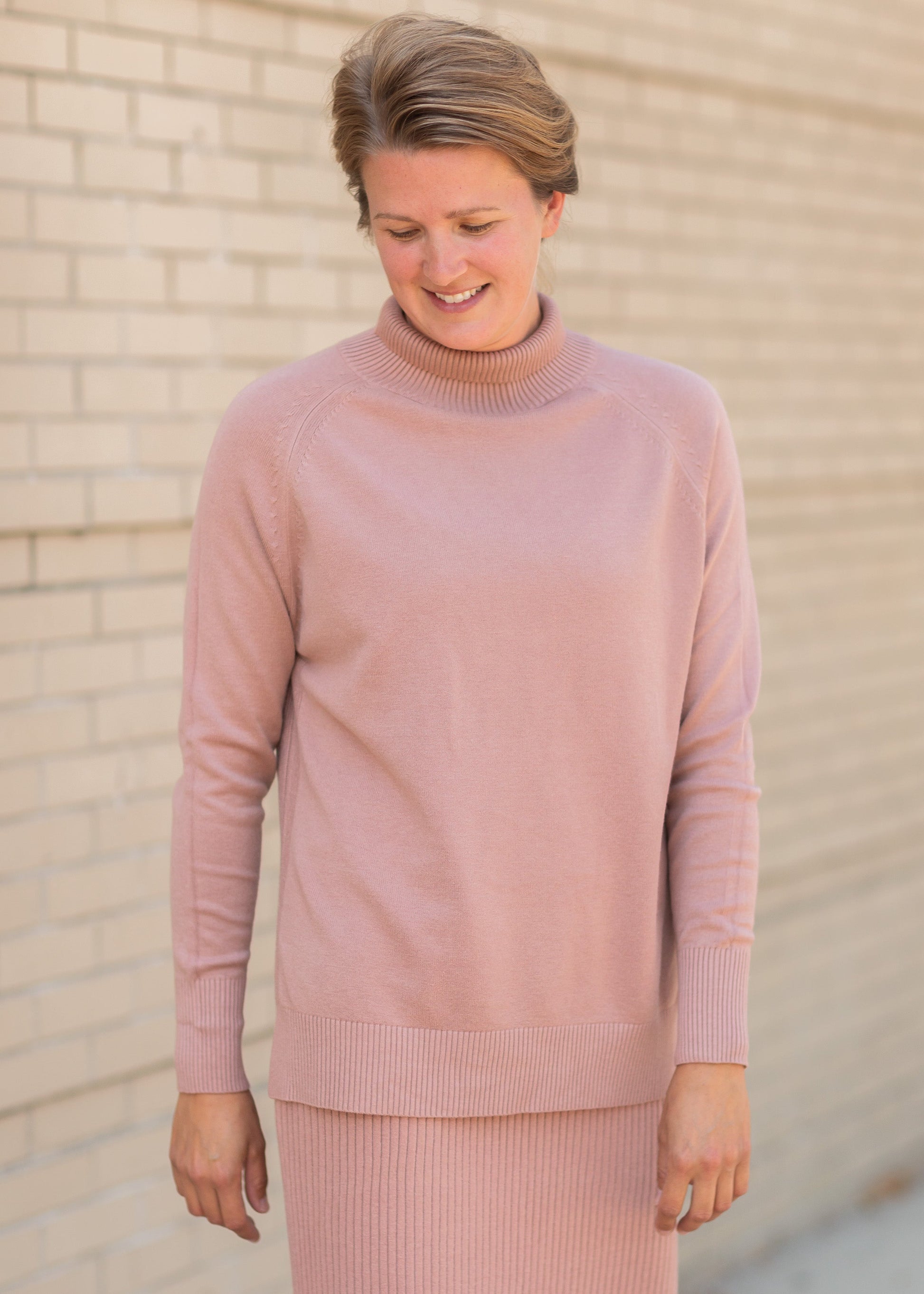 Mauve High Neck Sweater Tops