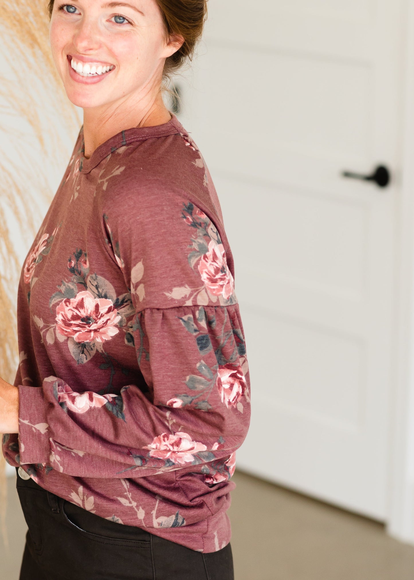 Mauve Long Sleeve Floral Top - FINAL SALE Shirt