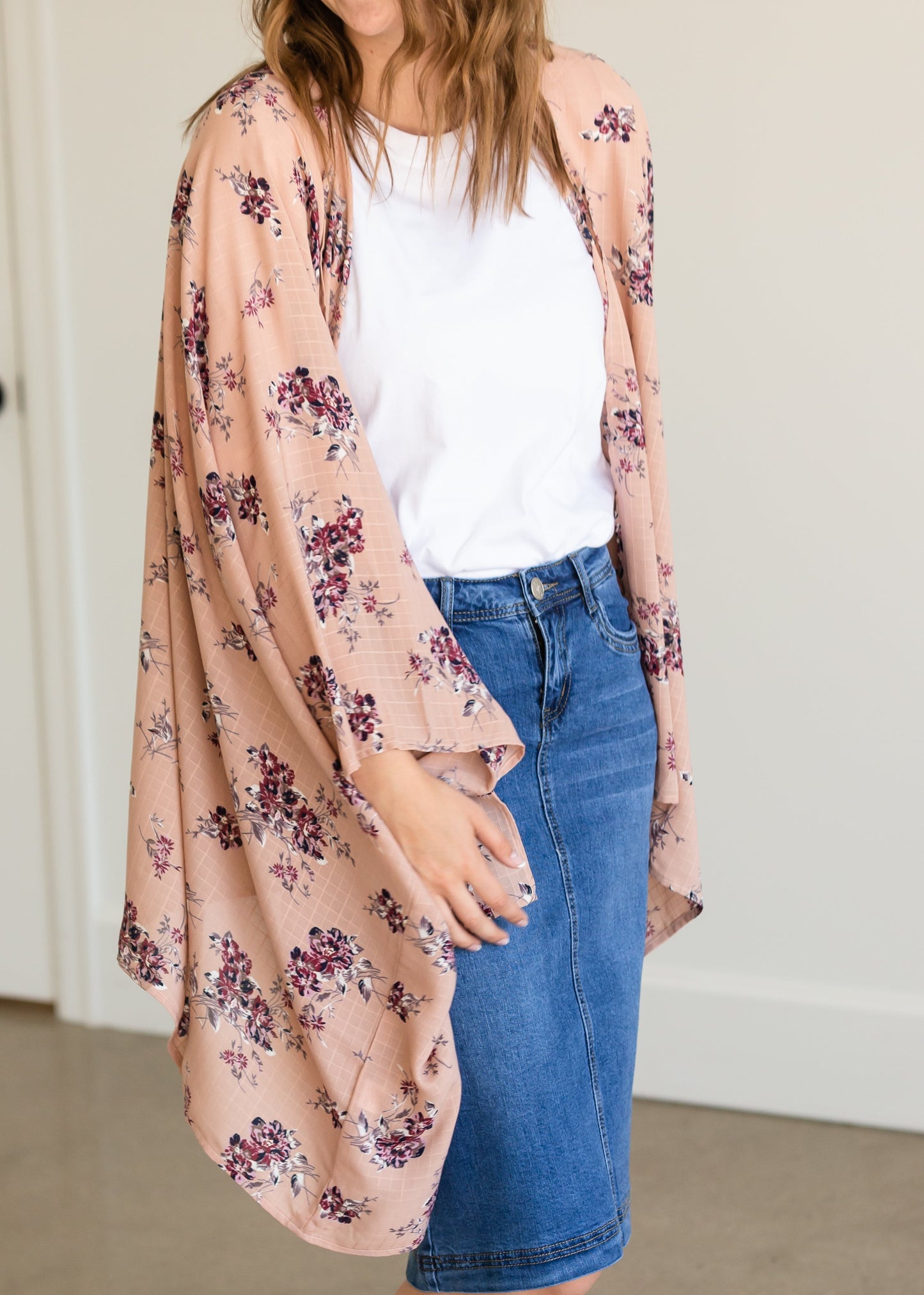 Mauve Multi Color Floral Kimono Layering Essentials