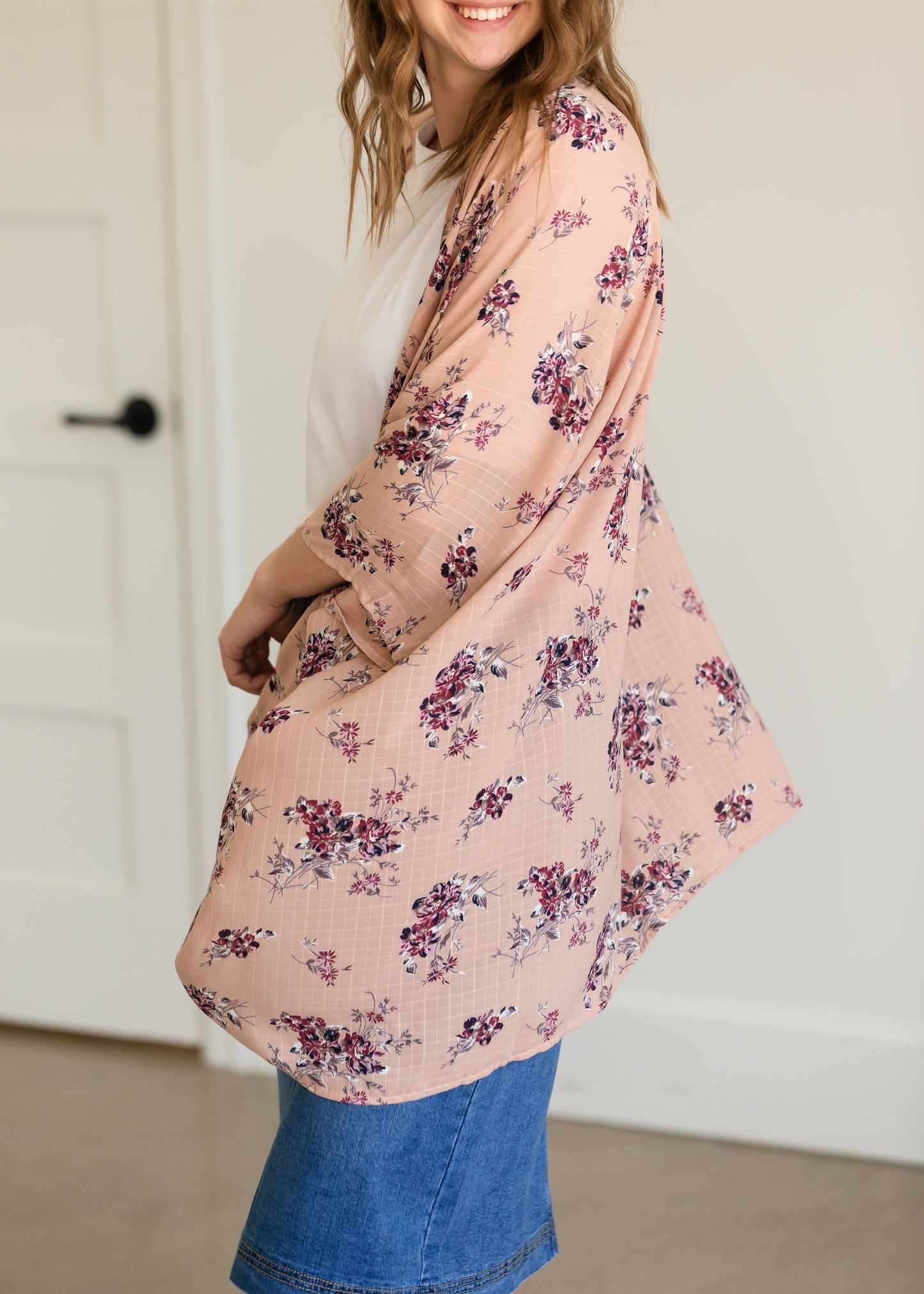 Mauve Multi Color Floral Kimono Layering Essentials