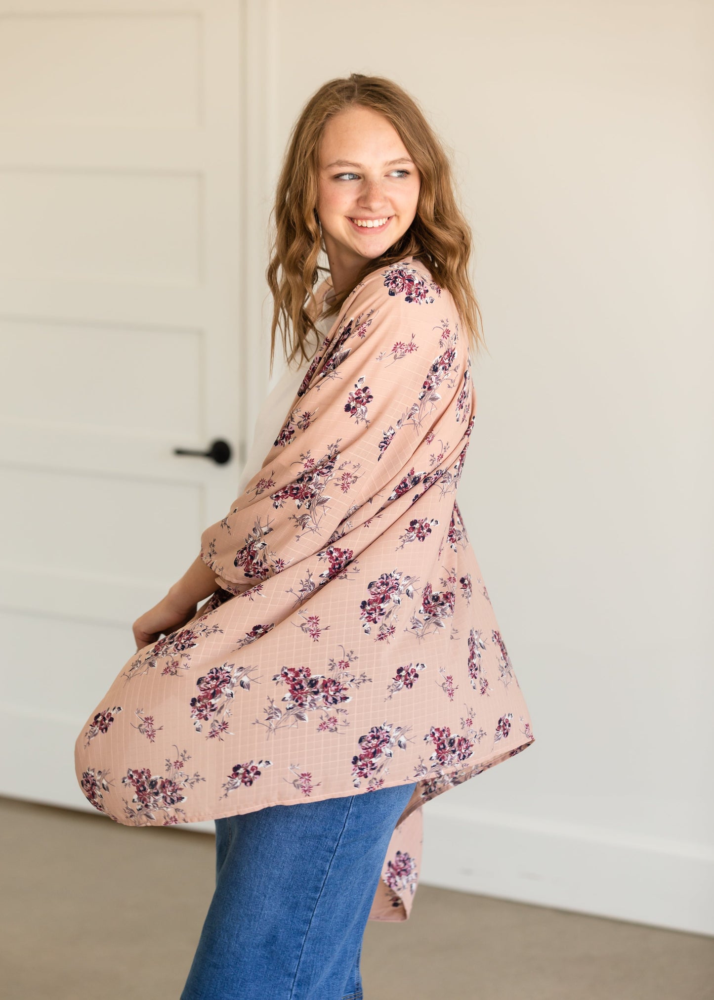 Mauve Multi Color Floral Kimono Layering Essentials