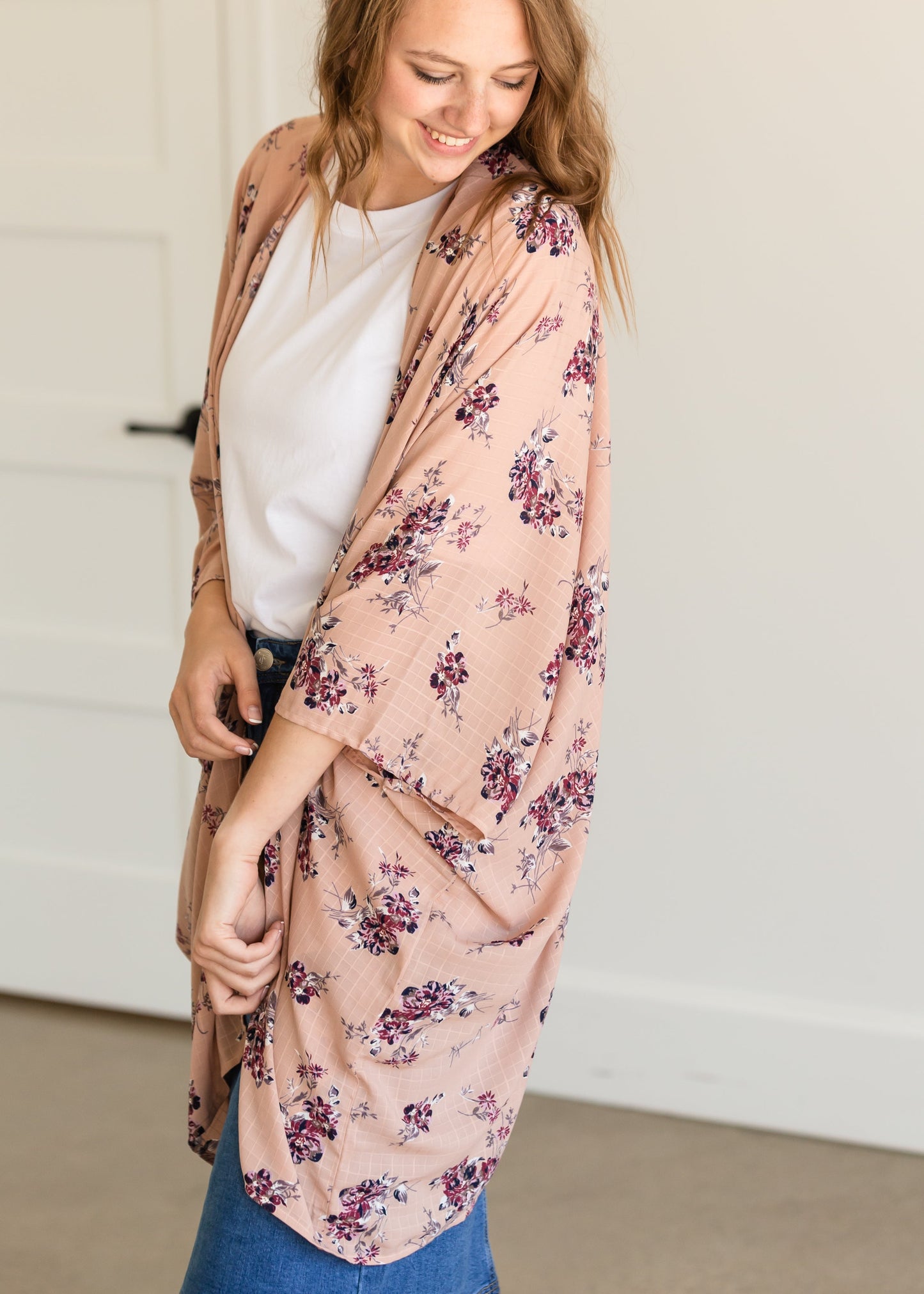 Mauve Multi Color Floral Kimono Layering Essentials