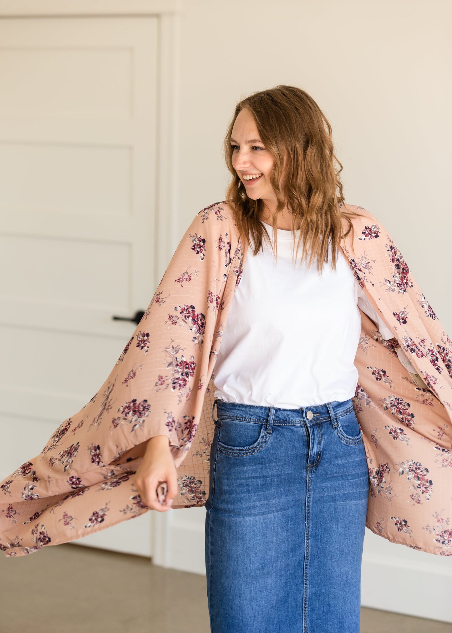 Mauve Multi Color Floral Kimono Layering Essentials