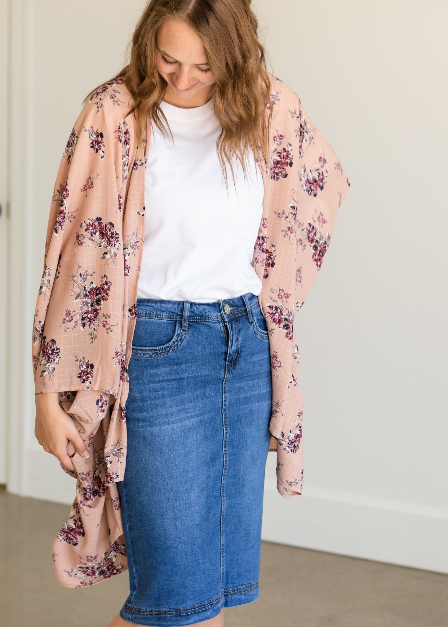 Mauve Multi Color Floral Kimono Layering Essentials