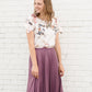 Women's Mauve Pleated Midi Skirt