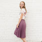 Women's Mauve Pleated Midi Skirt