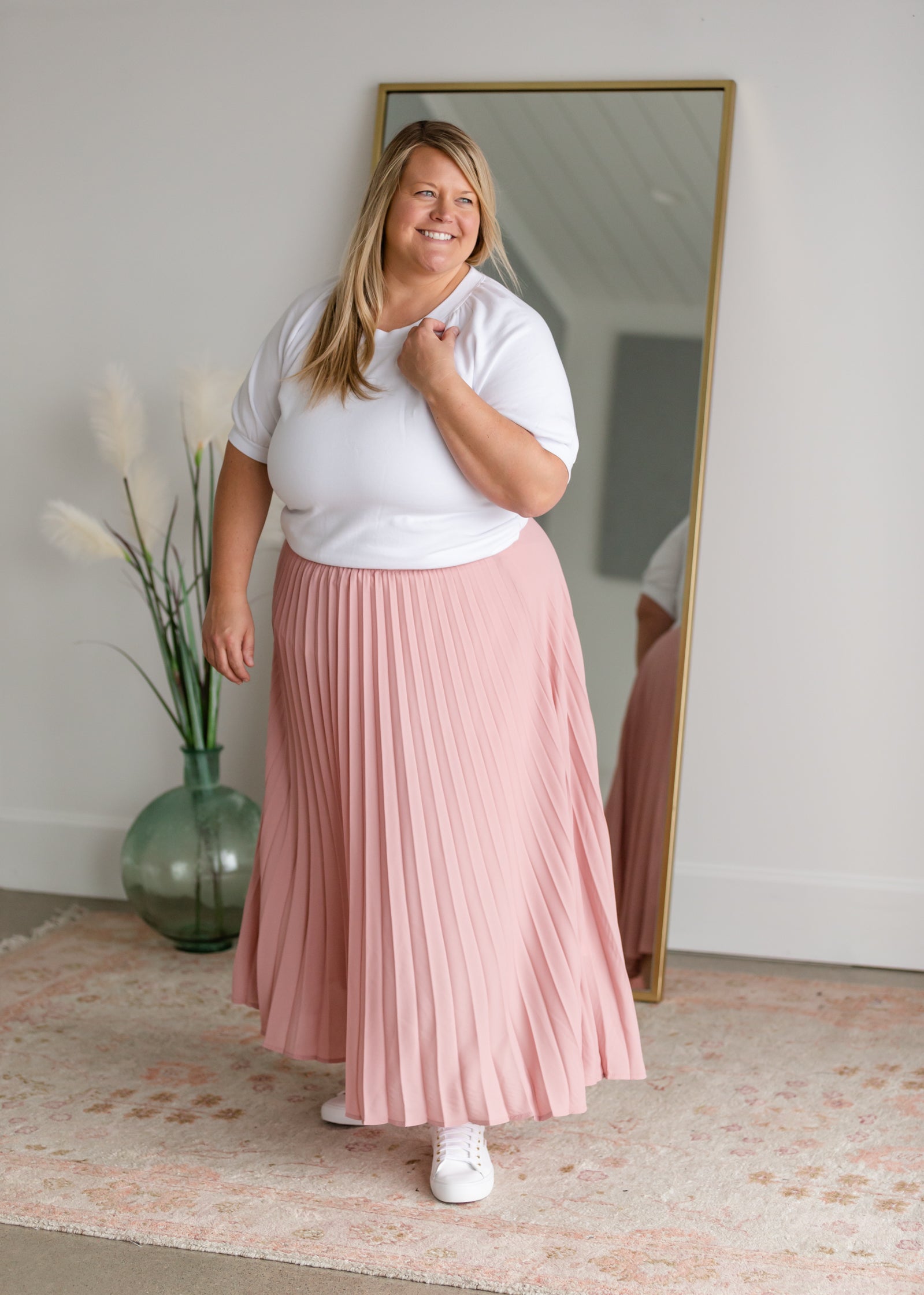 Mauve Pleated Midi Skirt Skirts Les Amis
