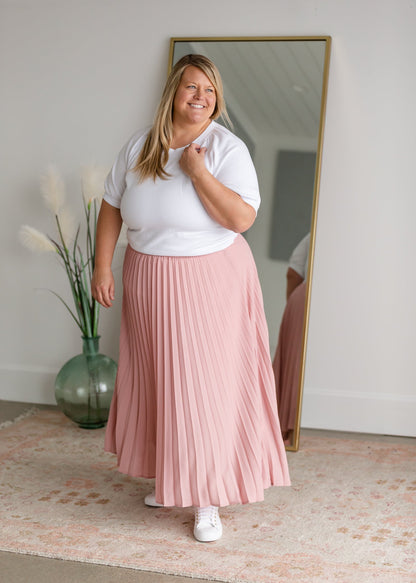 Mauve Pleated Midi Skirt Skirts Les Amis