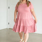 Mauve Short Sleeve Tiered Midi Dress Dresses