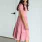 Mauve Short Sleeve Tiered Midi Dress Dresses