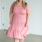 Mauve Short Sleeve Tiered Midi Dress Dresses