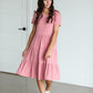 Mauve Short Sleeve Tiered Midi Dress Dresses