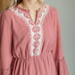 Mauve Tiered Embroidered Midi Dress Dresses Tea & Rose
