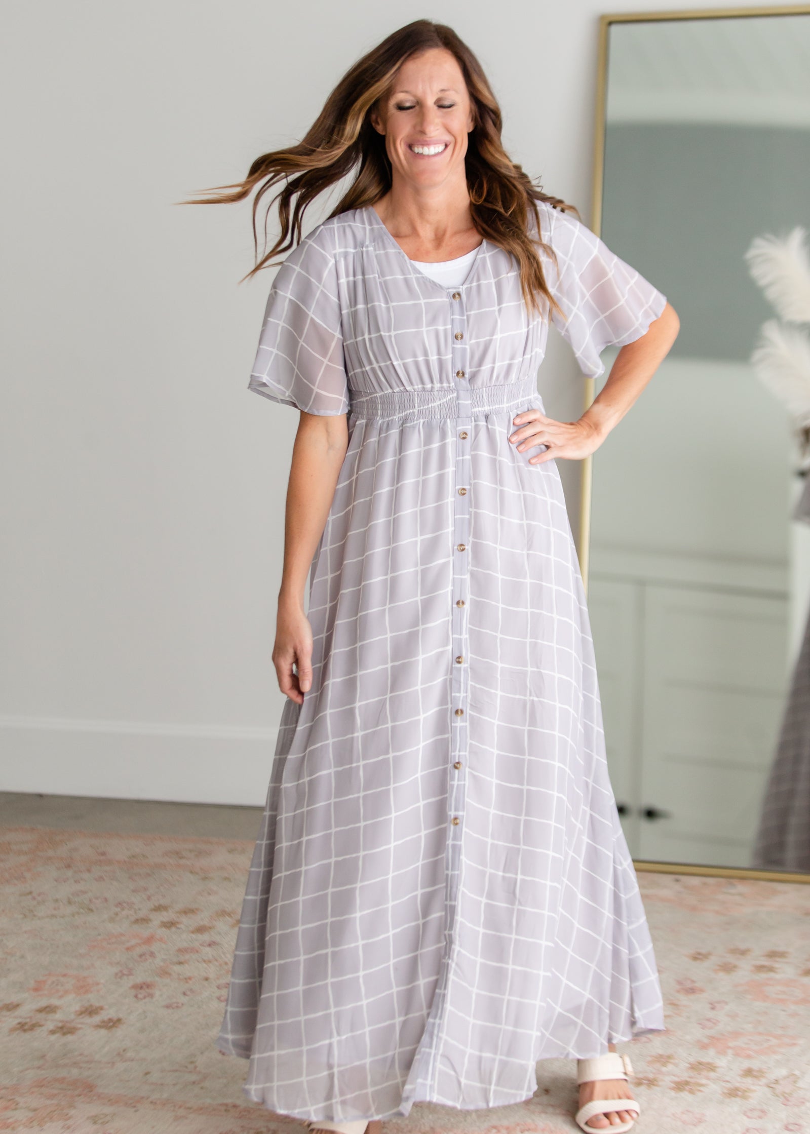Maxi Dress with Placket Buttons Dresses Polagram