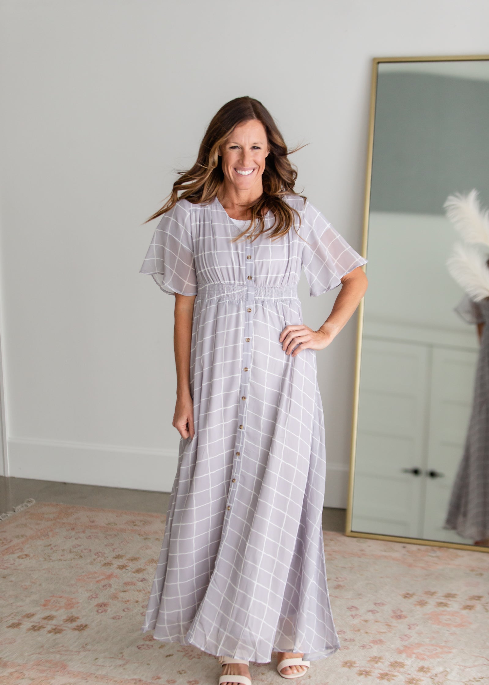Maxi Dress with Placket Buttons Dresses Polagram