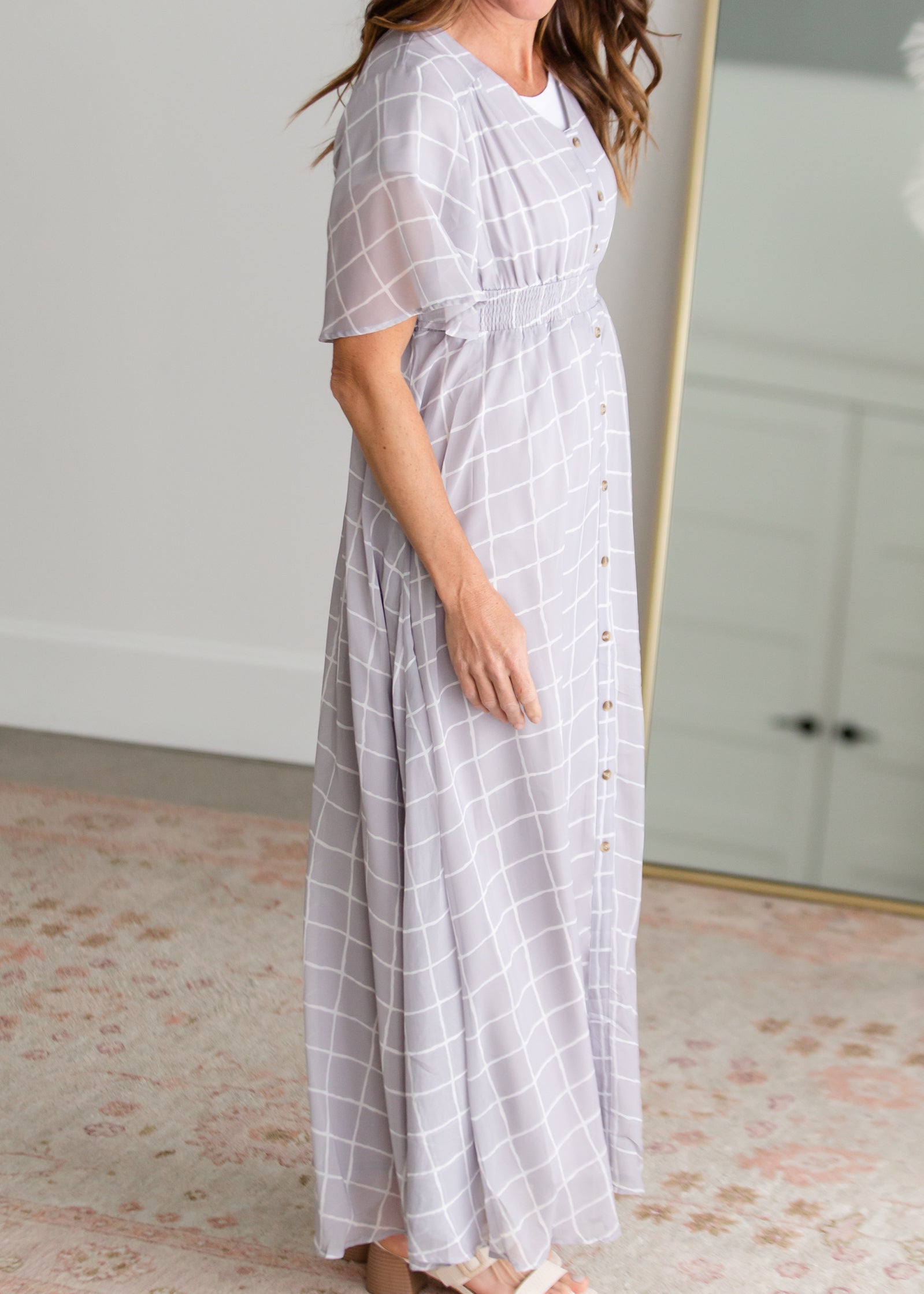 Maxi Dress with Placket Buttons Dresses Polagram