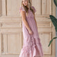 Maxi Dress with Scallop Edge Detail Dress Dresses Polagram Pink / S