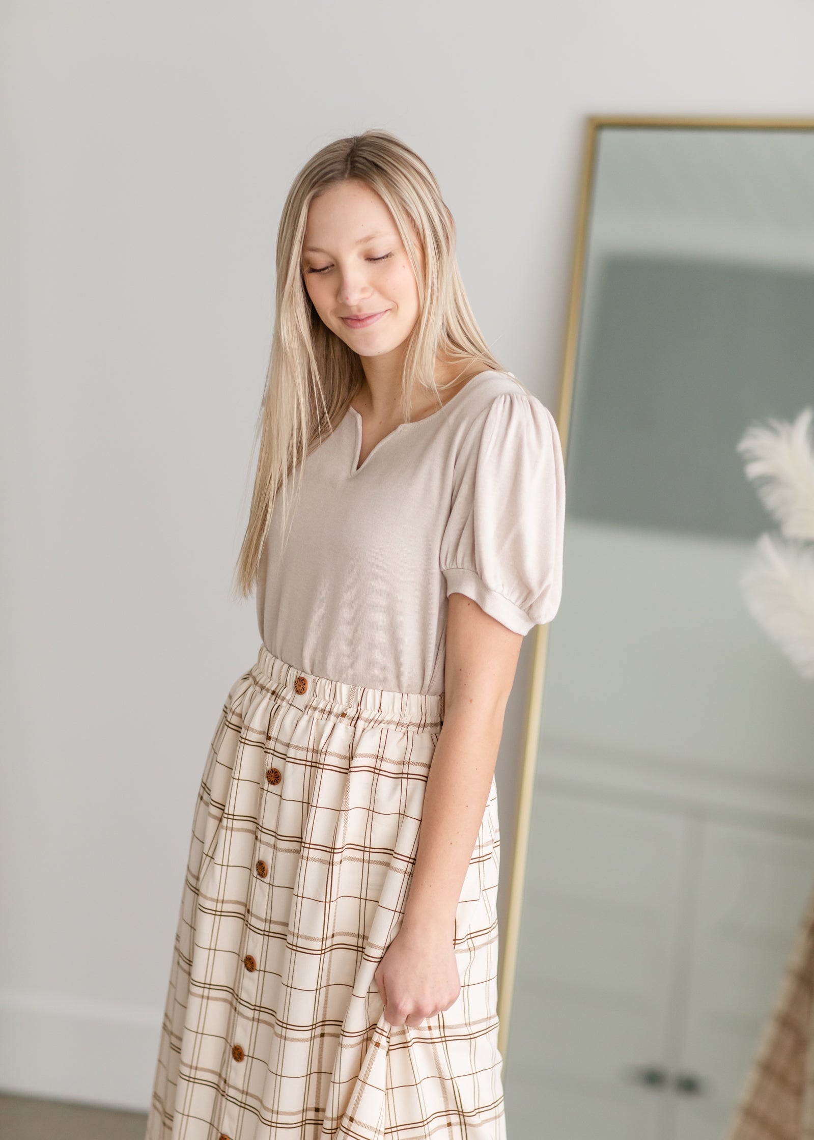 McKenna Prairie Plaid Button Detail Maxi Skirt Skirts Inherit