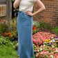 Meadow Drawstring Waist Chambray Long Denim Jean Skirt - FINAL SALE Skirts