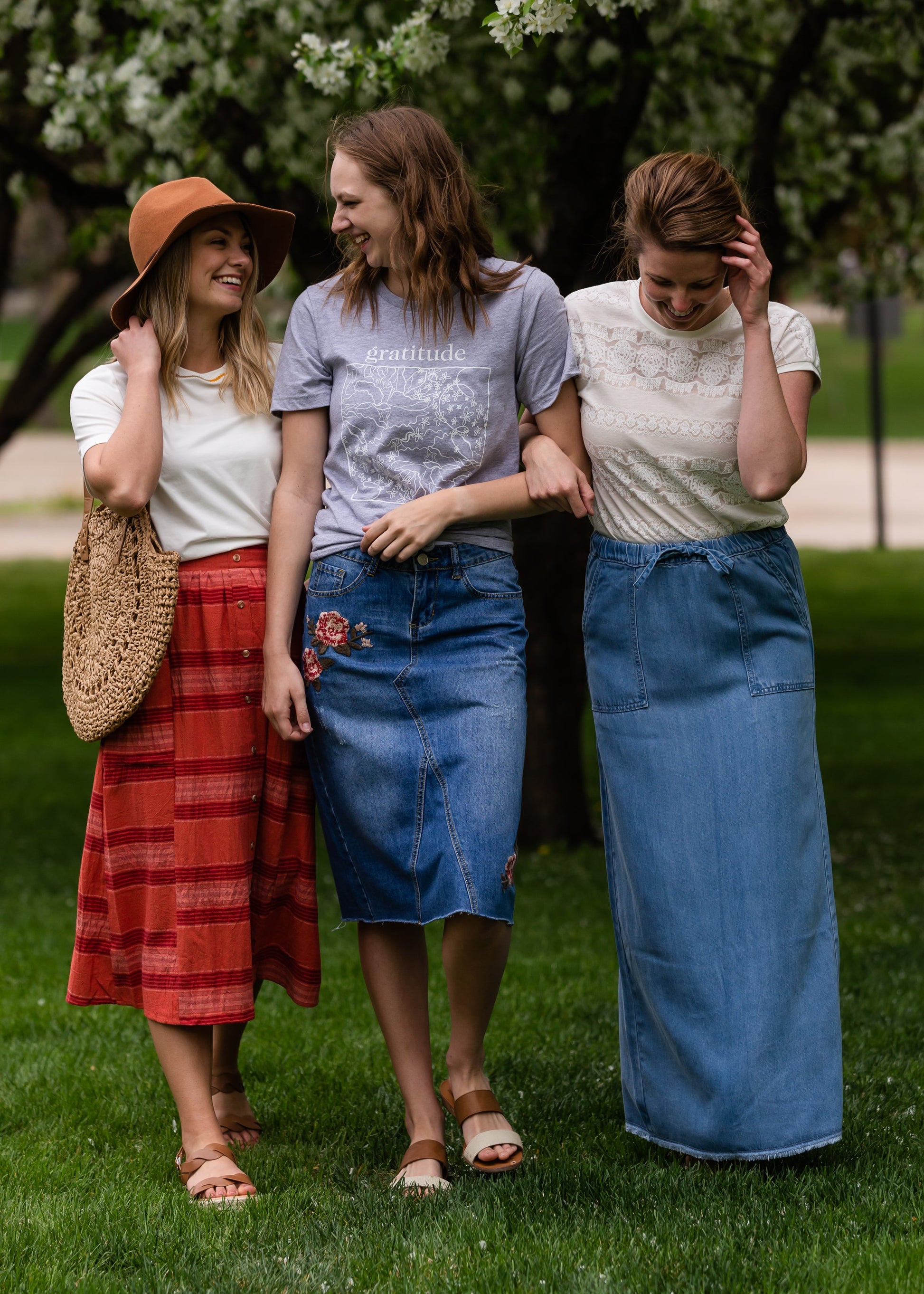 Meadow Drawstring Waist Chambray Long Denim Jean Skirt - FINAL SALE Skirts
