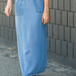 Meadow Drawstring Waist Chambray Long Denim Jean Skirt - FINAL SALE Skirts