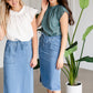 Meadow Drawstring Waist Chambray Long Denim Jean Skirt - FINAL SALE Skirts