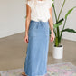 Meadow Drawstring Waist Chambray Long Denim Jean Skirt - FINAL SALE Skirts